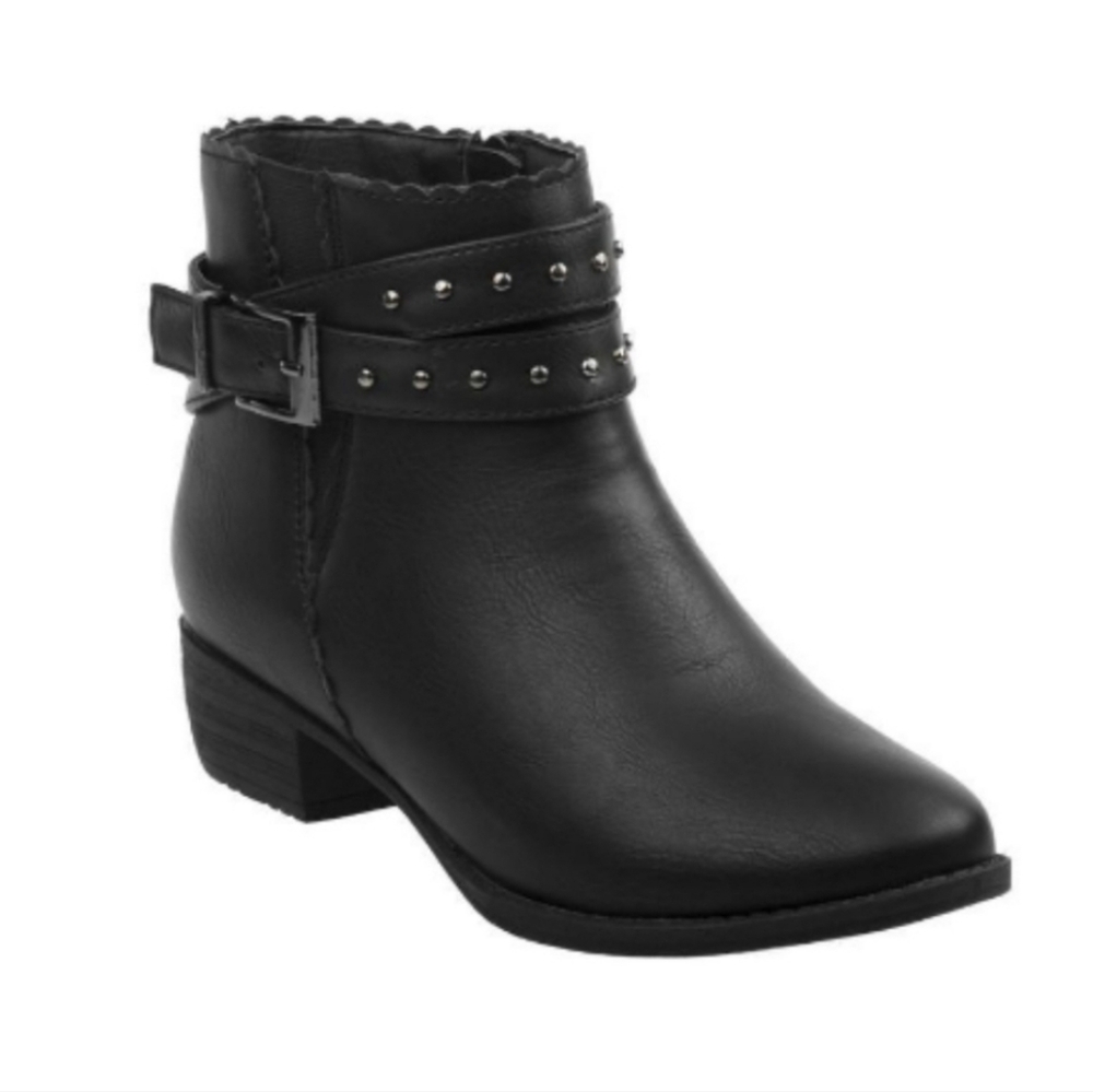 Nanette Lepore Girls Black Studded Buckled Straps